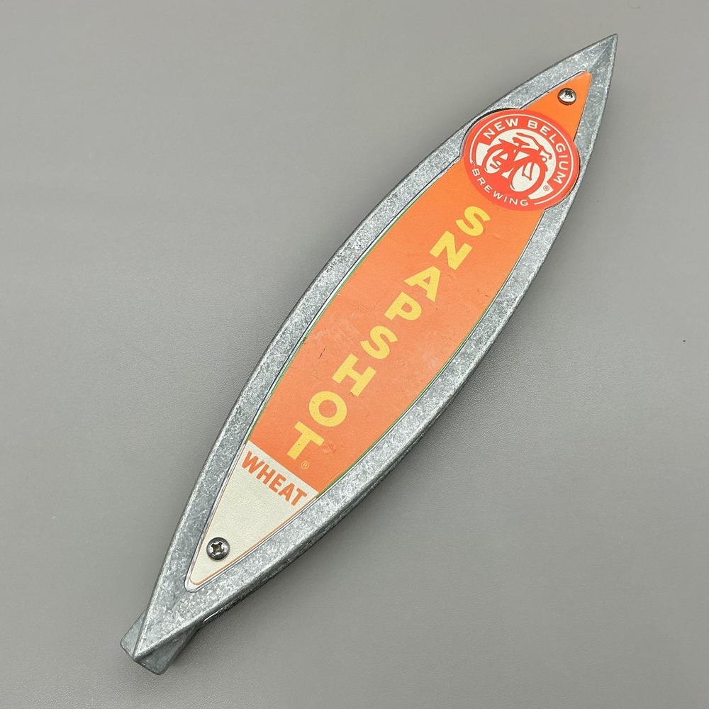 New Belgium Snapshot Wheat Beer Tap Handle Metal Surfboard Breweriana 11"